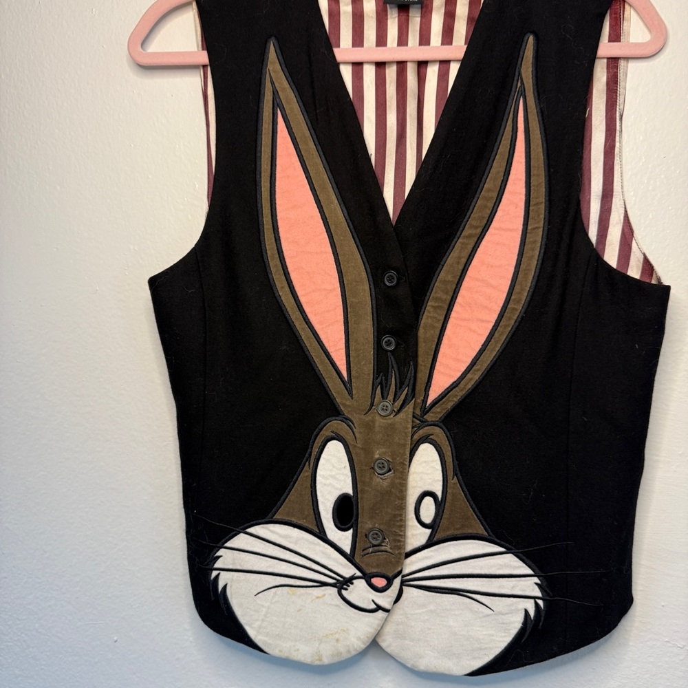 Warner Bros. Black Vest with Pink and White Stripes